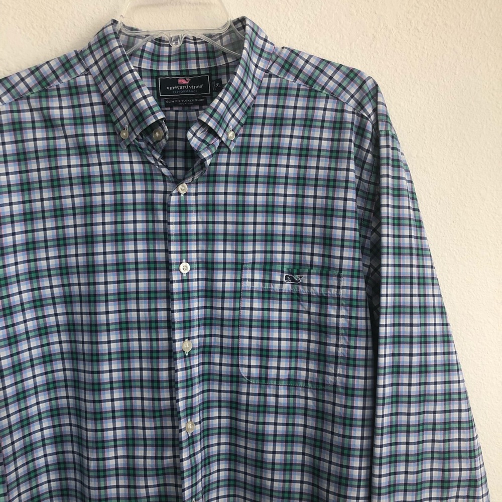 Vineyard Vines Performance Button Down Ls Shirt L - image 1